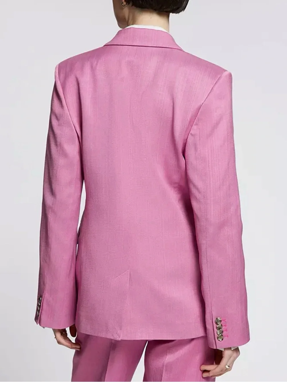 & Other Stories Single Breasted Fitted Waist Blazer Women 6 Italian Fabric Pink